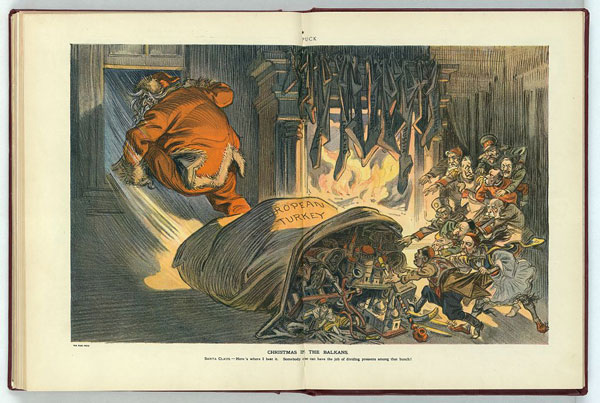 The tensions in the Balkan region are colourfully captured in this cartoon from Christmas 1912 by the artist Udo J. Keppler 