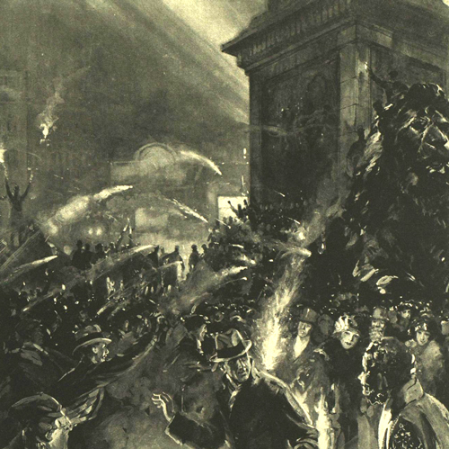 Fireworks battle of Trafalgar Square, election night, 25 November 1922