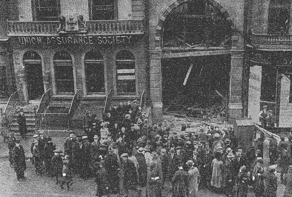 Scenes on Dawson Street after the explosion in Denis McCullough's shop