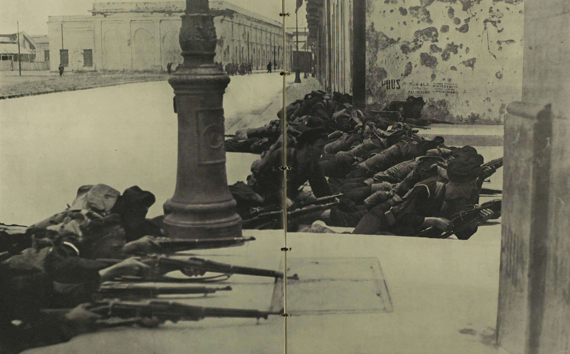 American 'Jackies' firing down a Vera Cruz side street on the day they landed in the Mexican port city