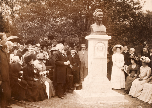 Dr. George Sigerson, pictured in May 1909, at the unveiling in St. Stephen's Green of a bust of James Clarence Mangan 