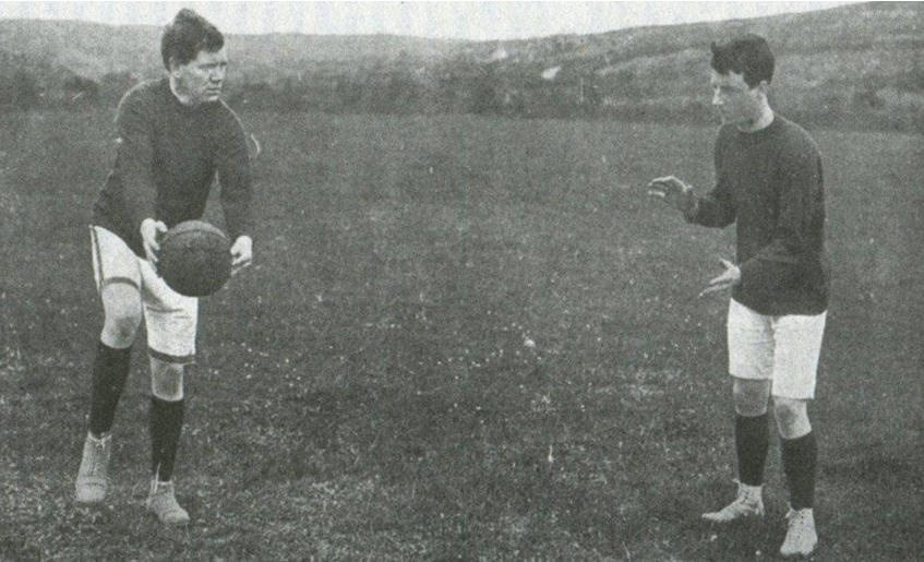 An illustration from the recently published book, 'How to Play Gaelic Football', written by the victorious Kerry Captain, Dick Fitzgerald, pictured here on the left.  With the defeat of Wexford in this year's decider, Fitzgerald becomes a four-time All-Ireland winner. 