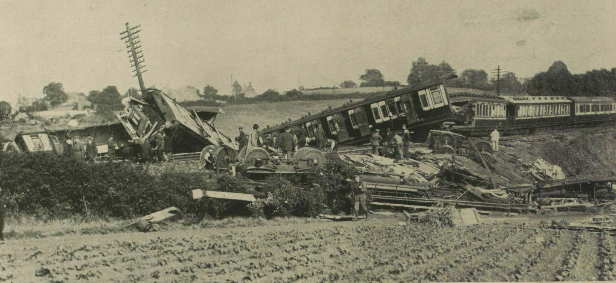 The wreckage of the Irish Mail train.