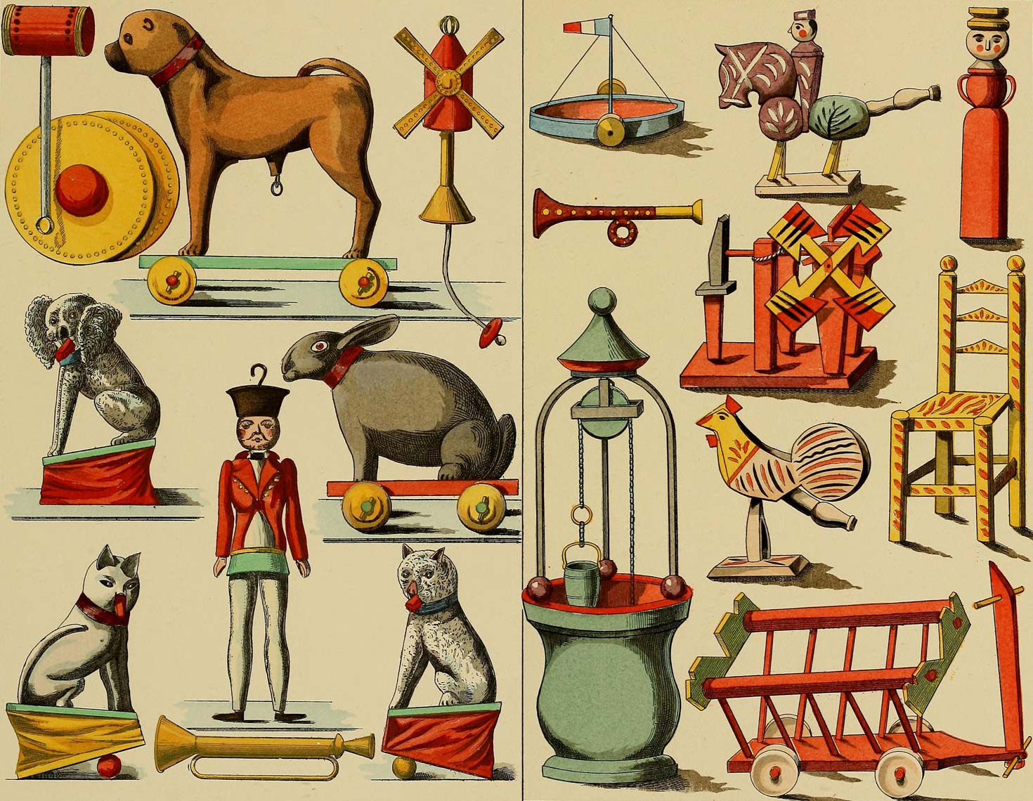 Examples of toys from a French book on the history of children's toys